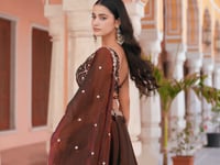 Burnt Maroon Embroidered Lehenga Choli