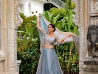 Sea Blue Fendi Embroidery Lehenga Choli