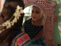 Sea Blue Tasar Silk Printed Lehenga Choli
