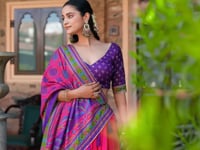 Rani Pink Tasar Silk Printed Lehenga Choli