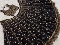 Ebony Black Crepe Embroidery Lehenga Choli