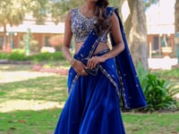 Royal Blue Embroidery & Bead Work Lehenga