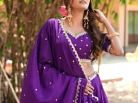 Grape Purple Embroidery Lehenga Choli