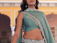 Sea Blue Embroidered Lehenga Choli