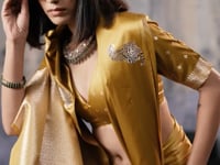 Mustard Gold Zari Weaving Saree