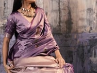 Muted Purple Zari Weaving Saree