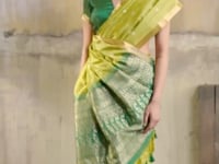 Parrot Green Silk Zari Weaving Saree