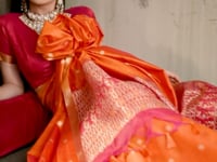 Bright Orange Silk Zari Weaving Saree