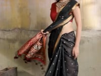 Rich Black Silk Zari Weaving Saree