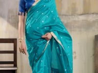 Pacific Blue Silk Zari Weaving Saree