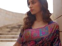 Navy Blue Modal Kashmiri Saree