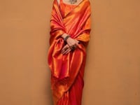 Orangy Pink Handloom Weaving Saree
