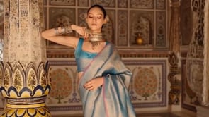 Dusty Blue Handloom Weaving Saree