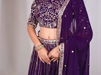Deep Purple Embroidery Lehenga Choli