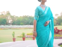 Aqua Blue Georgette Weaving Saree