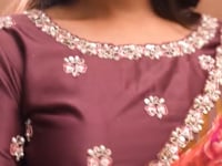 Dark Mauve Floral Print Saree with Border