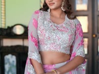 Pastel Pink Beads Work Indo-Westerm