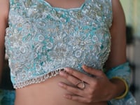 Pastel Green Beads Work Indo-Westerm