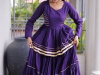 Rust Lehenga With Peplum Style Blouse