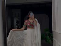 White Navratri Lehenga choli With Lace Touch Up