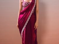 Wine Red Ready To Wear Saree