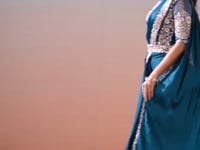 Dark Teal Ready To Wear Saree