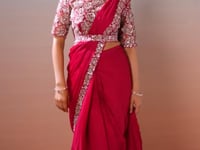Burnt Pink Ready To Wear Saree