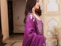 Wine Vichitra Silk Lehenga With Foil Print