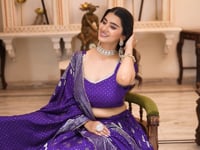 Purple Vichitra Silk Lehenga With Foil Print