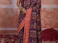 Dark Purple Silk Kacchi Heavy Work Saree