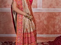 Dusty Beige Silk Kacchi Heavy Work Saree