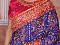 Royal Blue Silk Kacchi Heavy Work Saree