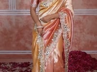 Golden-Pink Silk Heavy Embroidery Saree