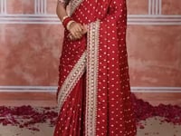 Rich Maroon Silk Heavy Embroidery Saree