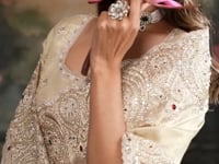 Golden Beige Kanjivaram Embroidery Saree