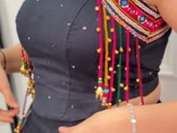 Black Cotton Mirror & Kutchi Work Chaniya Choli