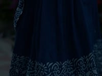 Navy Blue Chanderi Batik Print Lehenga Choli