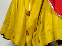 Yellow Chanderi Gamthi Work Garba Chaniya choli