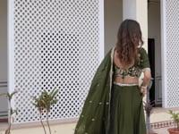 Mehndi Embroidered Silk Lehenga Choli