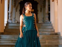 Green Light Weight Stylish Navratri Lehenga