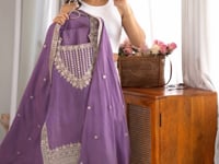 Onion Pink Silk Embroidered Salwar Suit