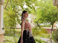 Wine Garba Chaniya Choli With Gamthi Work Blouse