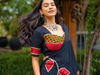 Black Garba Chaniya choli With Patch Work & Lace Touch Up