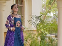 Maroon-Green Patch Work Navratri Lehenga With Shrug