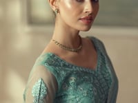 Sea Green Chiffon Embroidery Border Saree