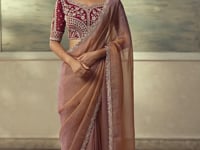 Rose Gold Tissue Embroidery Border Saree