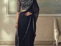 Jade Black Chiffon Embroidery Border Saree