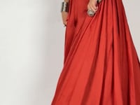 Rust Orange Garba Chaniya Choli With Koti