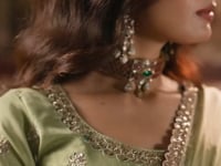 Lilac-Pastel Green Satin Embroidered Saree