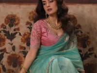 Sea Green Organza Embroidered Saree